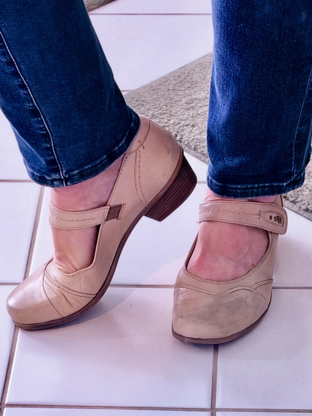 Earth Beige Mary Jane with Adjustable Strap